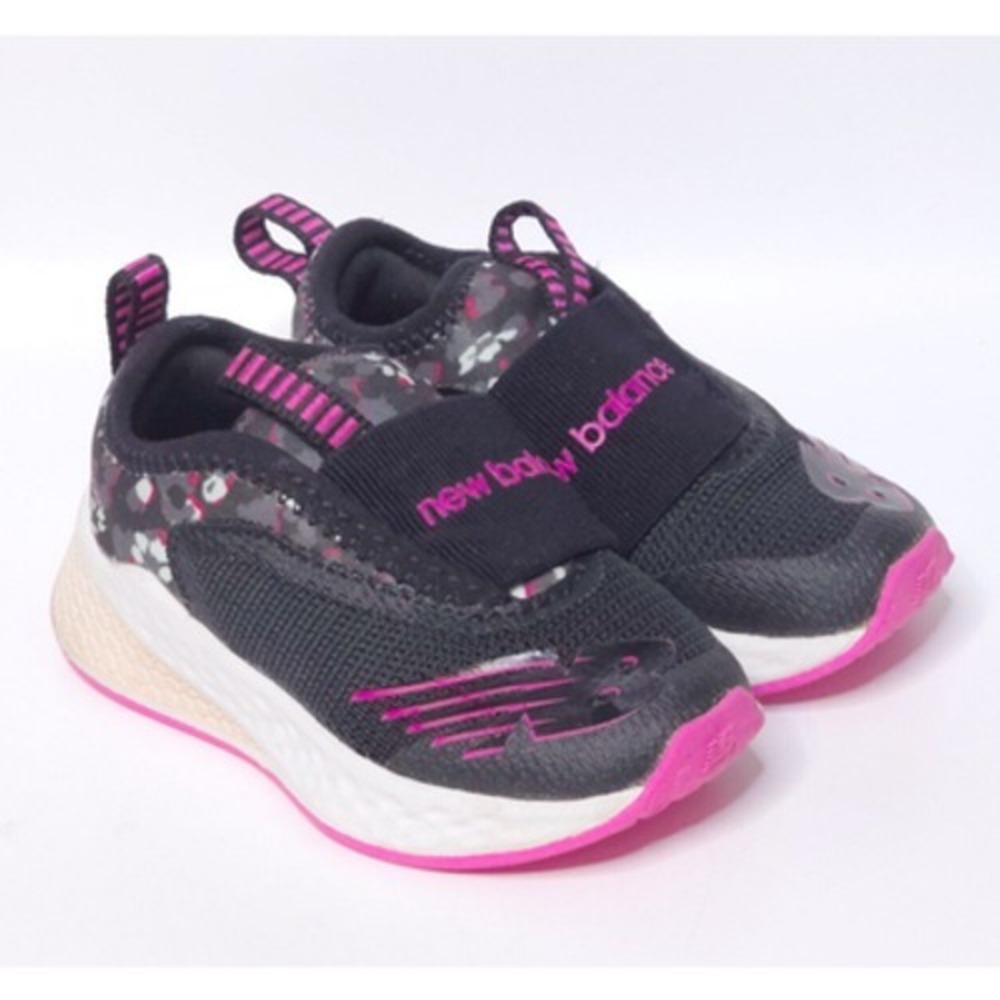 NEW BALANCE Fresh Foam Fast V2 Slip-On Running Shoes Black Pink Toddler Sz 5.5
